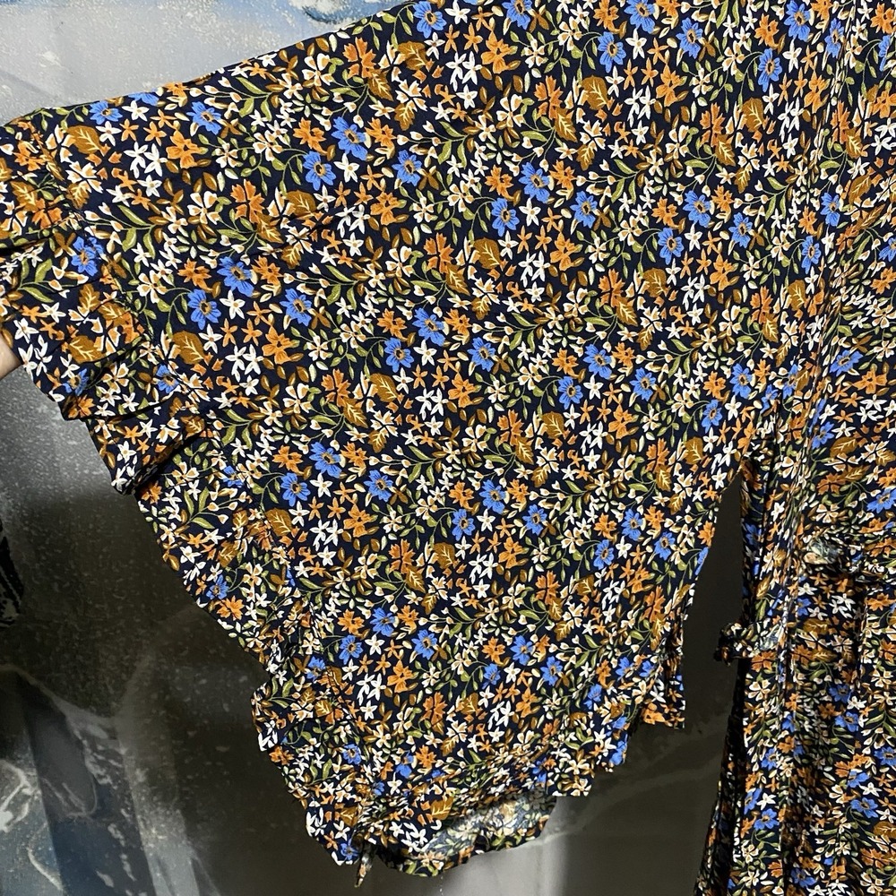 Easel Los Angeles 1X Floral Rayon Dress Cottagecore Ruffle Sleeve Boho Chic - Picture 3 of 5